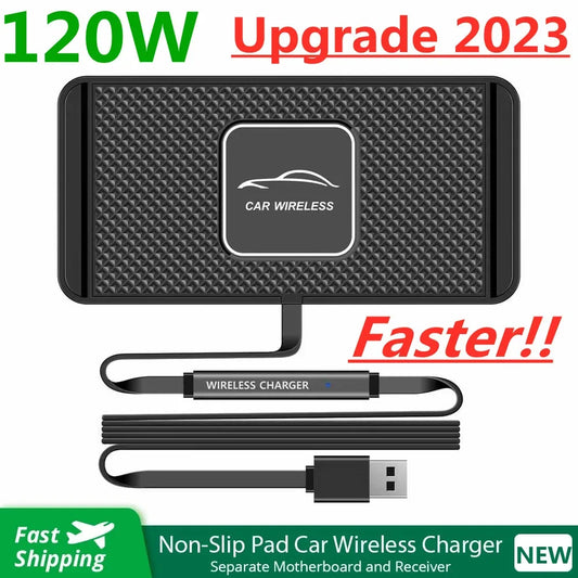 120W Wireless Charger Car Silicone Pad Stand For iPhone 14 13 12