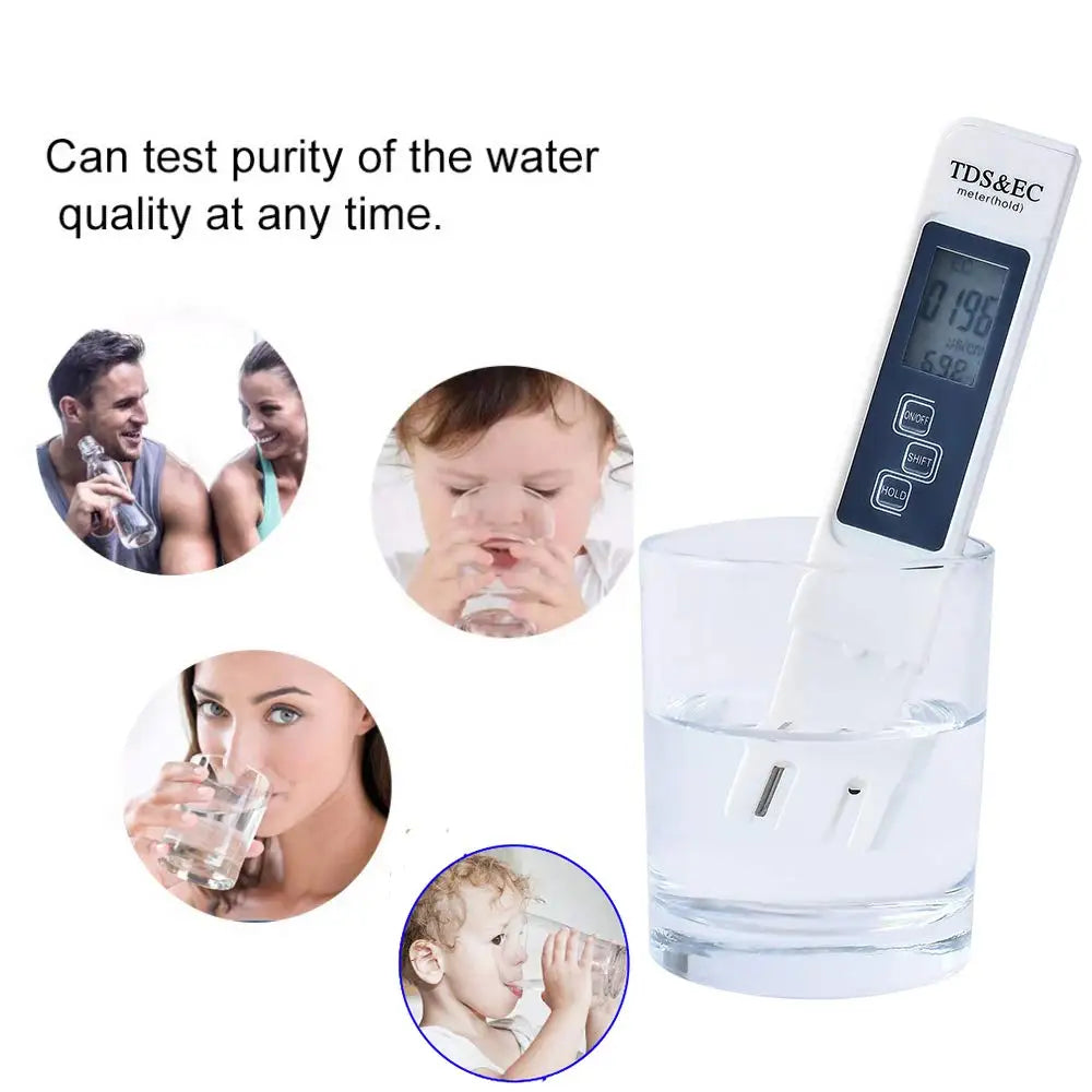 1PC White Digital Water Quality Tester TDS EC Meter Range 0 to 9990