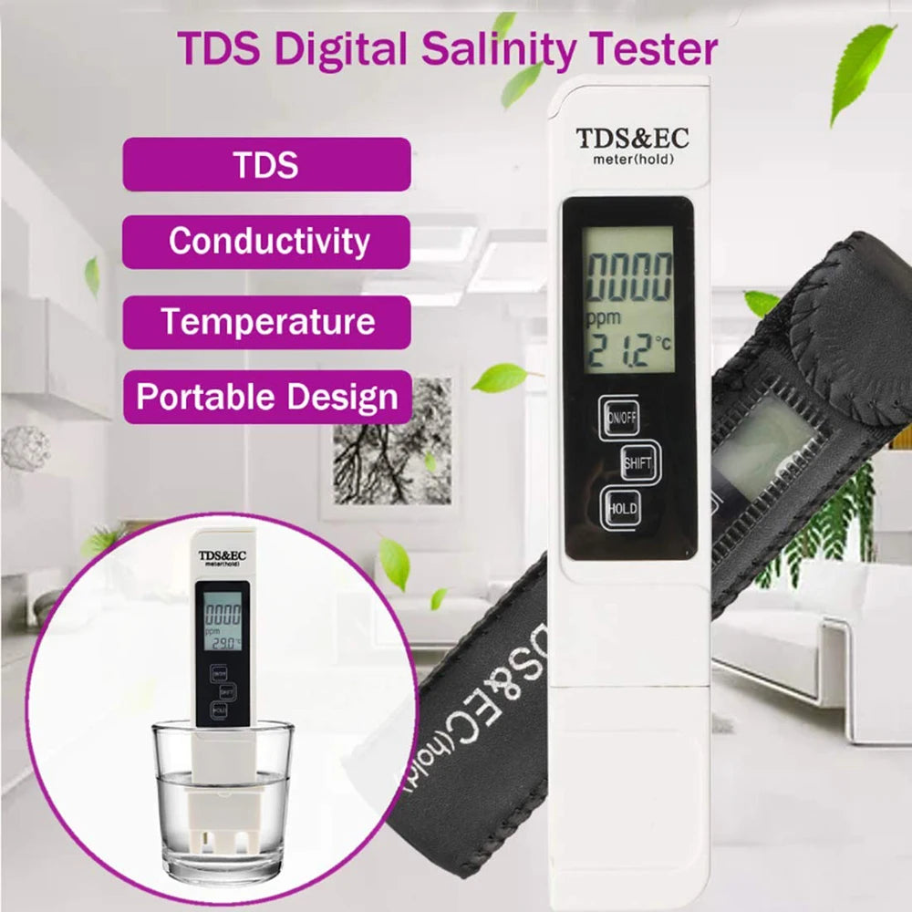 1PC White Digital Water Quality Tester TDS EC Meter Range 0 to 9990