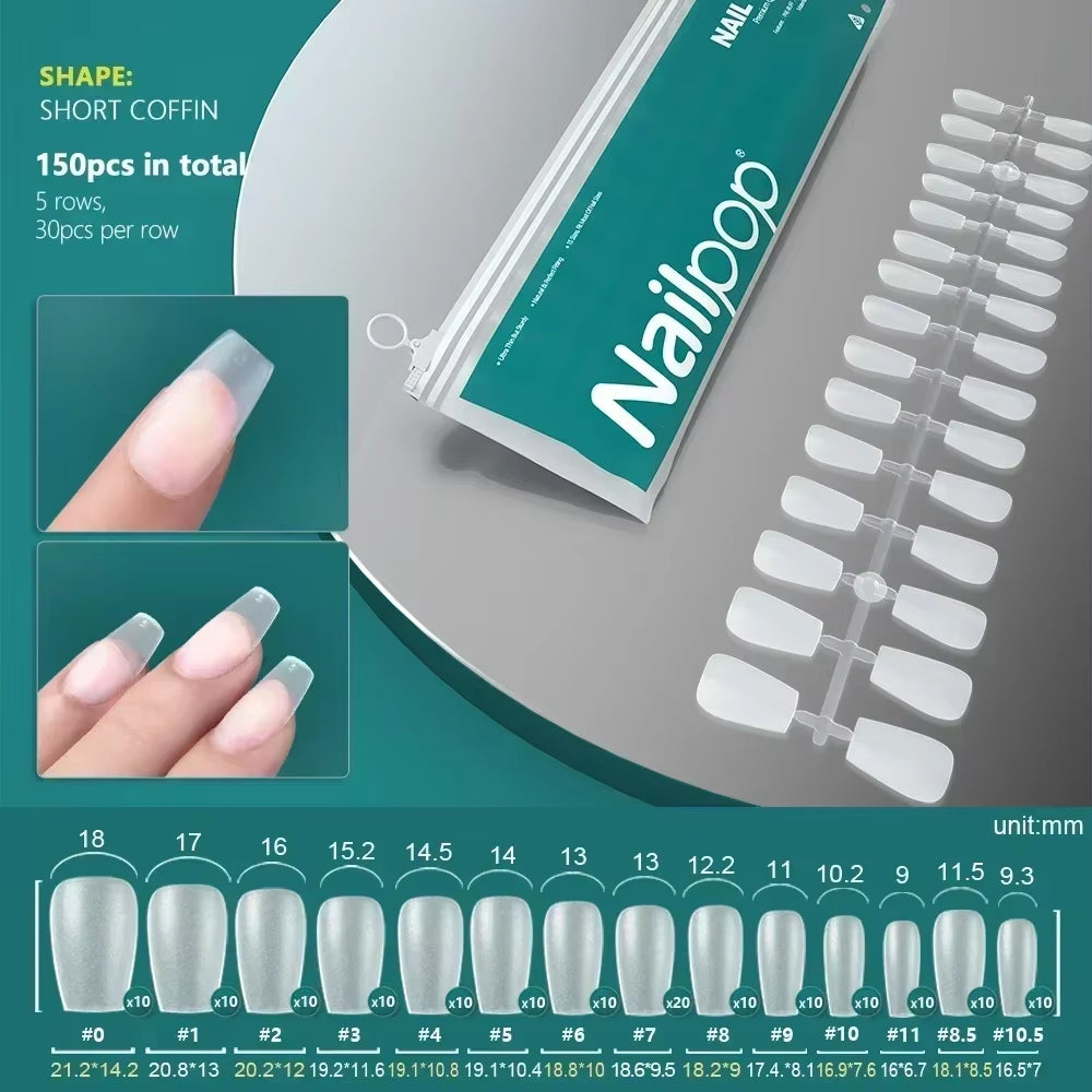 120Pcs Fake Nails Full Cover Press on Nails Coffin Soft Gel American Pose Capsule False Nail Tips for Extension System